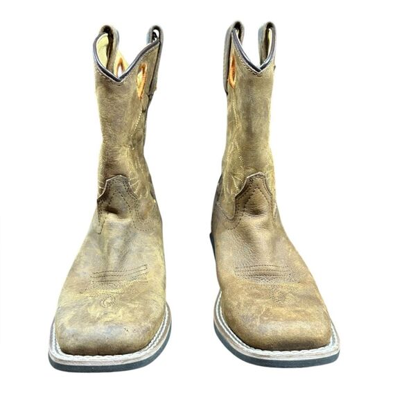 Masterson Boot Co Cowboy Western Boots Brown Leather Round Toe Kids Size 2 - Picture 7 of 9
